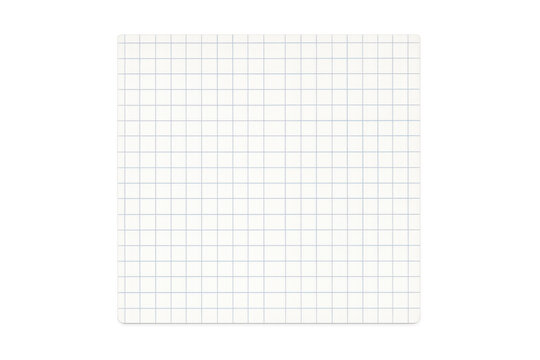 Blank graph paper note pad with rounded corners on transparent background for education and mathematics concept