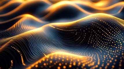 Flowing digital waves creating abstract data landscape