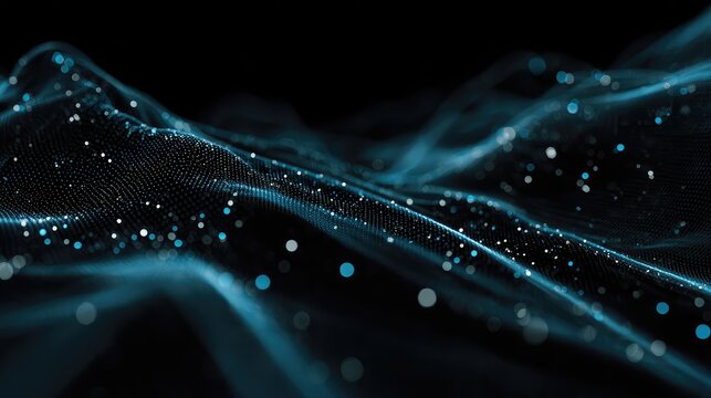 Abstract technology wave particles forming network connection