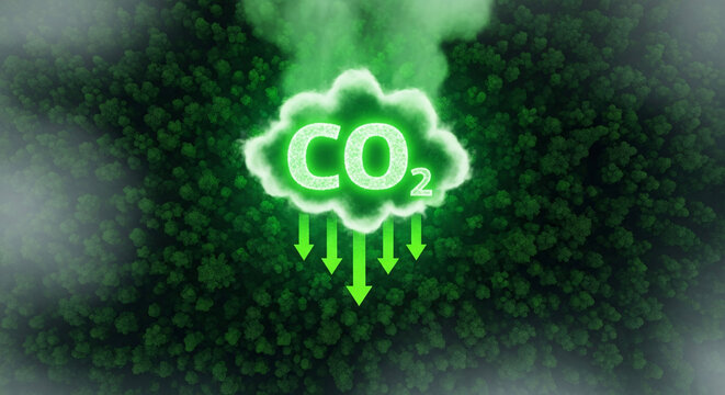 Green CO2 Cloud Symbol  Environmental Pollution  Warming