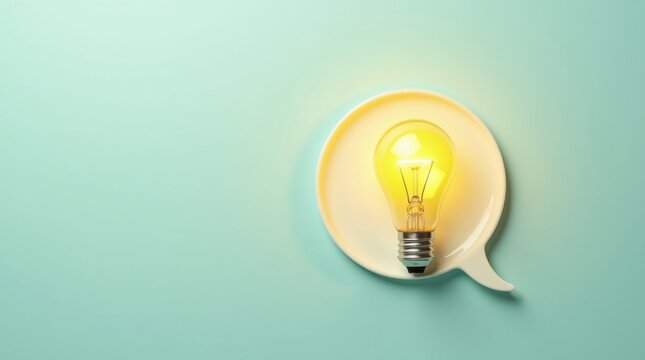 Una bombilla dentro de una burbuja de diálogo redondeada