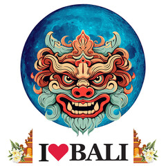 Bali Leak 011, balinese mask, balinese art, balinese culture, barongan, leak, bali devil, devil, evil, satanic, horor, t-shirt, t-shirt ilustration, moon, blue moon