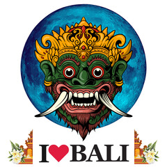 Bali Leak 012, balinese mask, balinese art, balinese culture, barongan, leak, bali devil, devil, evil, satanic, horor, t-shirt, t-shirt ilustration, moon, blue moon