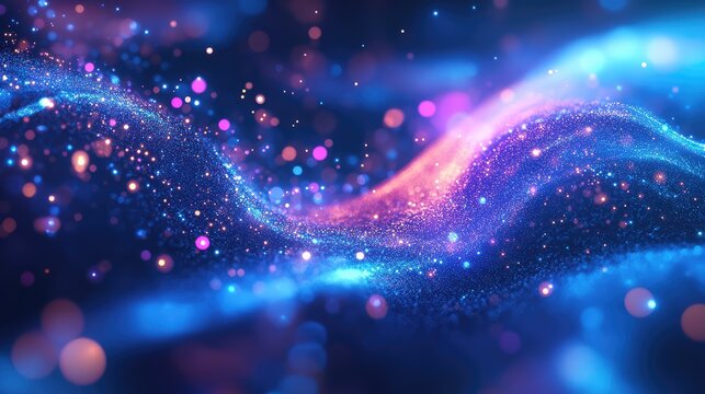 Digital particle wave flowing creating abstract background glitter
