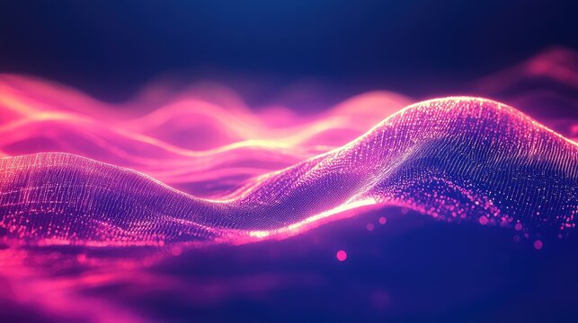 Digital wave particles flowing in futuristic data stream