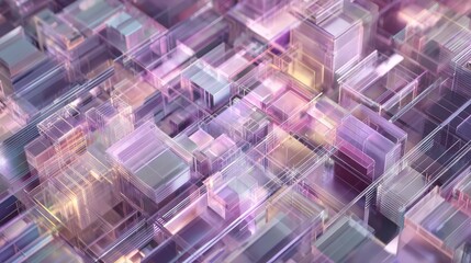 Abstract futuristic cityscape creating a digital network structure