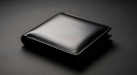 black leather wallet in the black background  