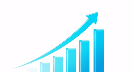 Business Growth Bar Chart with Rising Arrow  Financial Success Concept