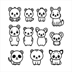 Minimalist Flat Design Animal Icon Set, A Vibrant Graphic Representing Wildlife, Nature, and Ecology for Digital Kids Vector App Design Use.