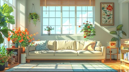 Aesthetic home interior art scene emphasizing harmony and comfortable visual balance