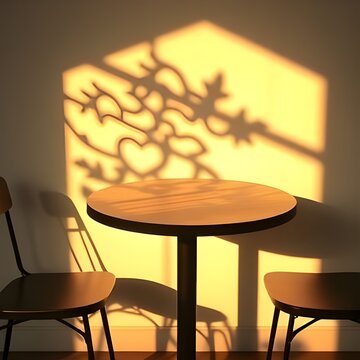 햇살 맞는 테이블과 의자 두개 a sunny table and two chairs