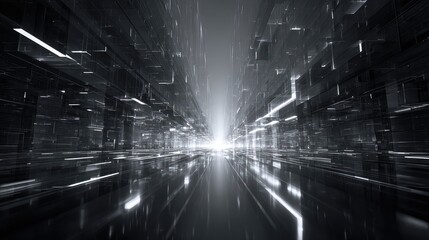 Digital data tunnel reflecting light in cyberspace