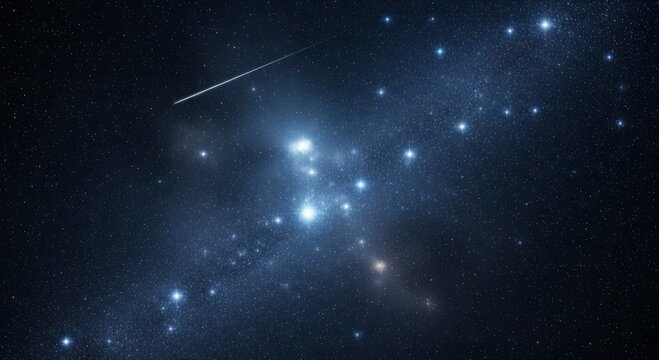 Breathtaking celestial spectacle of a meteor streaking across a luminous star-filled cosmic expanse