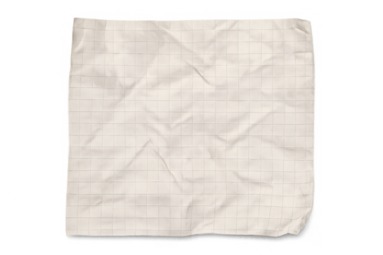 Crumpled graph paper sheet with square grid lines featuring wrinkled texture for background, isolated with transparent backdrop - Powered by Adobe