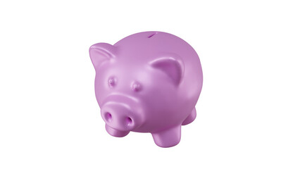 3D Pink Piggy Bank Isolated on Transparent Background – Savings, Finance, and Money Concept