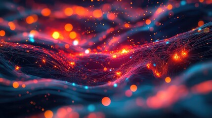 Abstract network data connection creating a digital flow