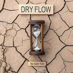 Hourglass on cracked dry earth surface representing time
