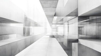 Obraz premium Futuristic layered concrete architecture creating abstract minimalist space