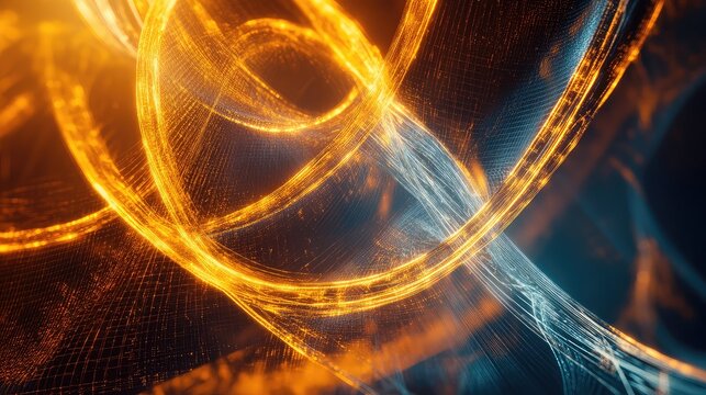 Digital data network energy flowing as abstract grid lines