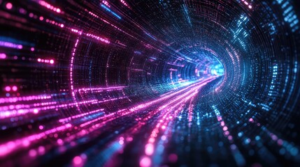 Fototapeta premium Digital data moving through a futuristic light tunnel
