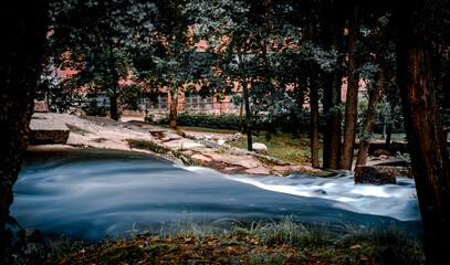Long exposer shot of  flowing river, from Helsinki, Finland. Nature lover and calm peaceful. 