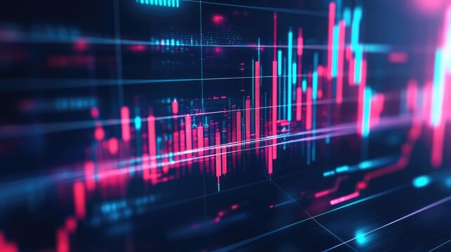 Stock market trading graph showing financial data analysis - Powered by Adobe