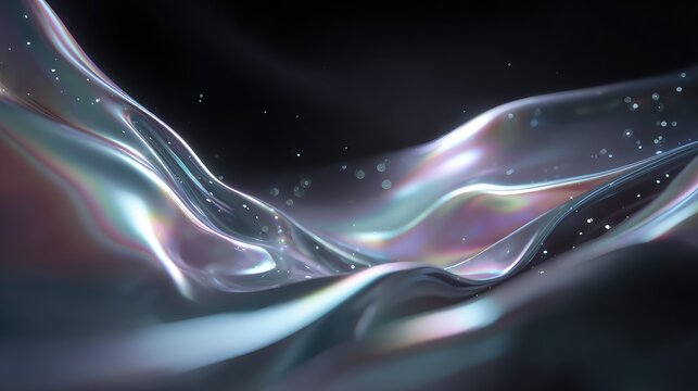 Iridescent liquid flowing creating abstract futuristic surface background