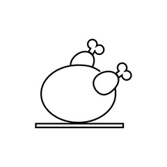 Isolated chicken carcass icon. Only healthy eating. Vector illustration, doodle style, black and white colors. Can be used in mobile apps, websites, and advertising.
