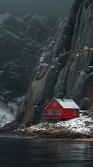 Stunning Cinematic Scene of a Seaside Home Standing Dramatically Above Rugged Heights