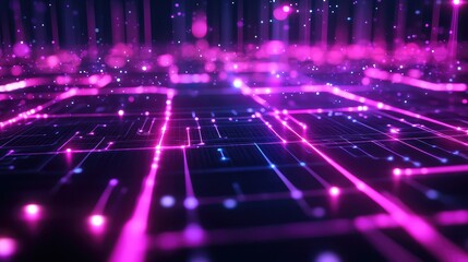 Data flowing across futuristic digital circuit board network