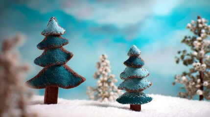 layered fabric pine trees with embroidered edges