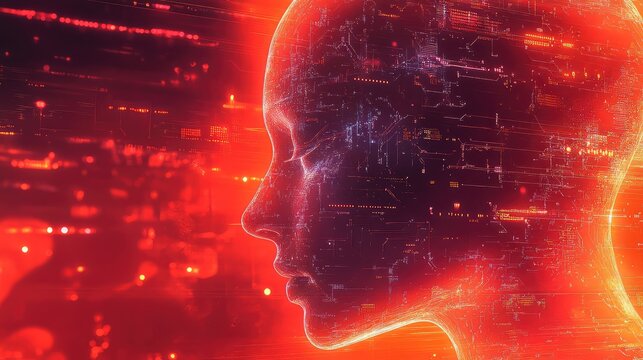 Artificial intelligence human head processing digital data
