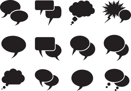 Create kinds of conversation bubble icon Block silhouette on white background.