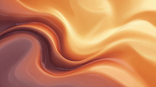 Abstract flowing caramel smooth liquid waves background