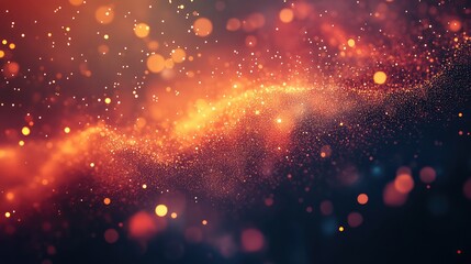 Glowing golden energy wave creating festive glittering particles