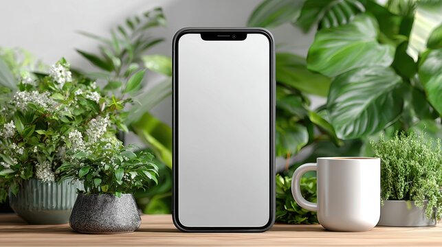 Smartphone mockup model featuring blank white screen and digital investment economy theme, perfect for global business marketing plan infographics - Powered by Adobe