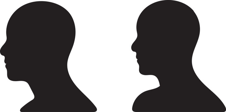 Two human head profiles facing each other, generic silhouette