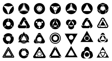 Collection of various geometric shapes in black and white creating diverse designs