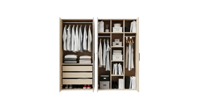 Top View Wardrobe and Storage Unit on White Surface PNG Clean