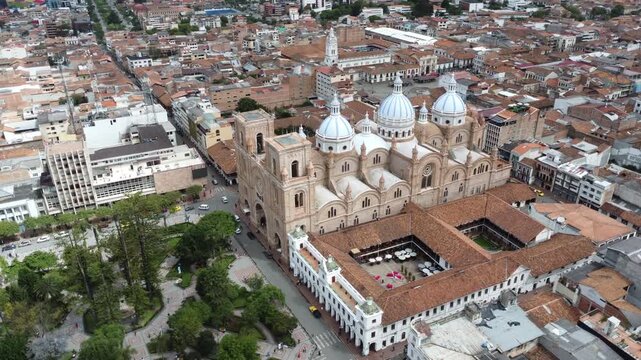 Aerial View of Cuenca, Ecuador &ndash; Historic Center with Cathedral and Parque Calder&oacute;n