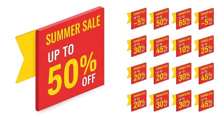 Photo of summer sale up to 50 percent off discount offer isometric vector illustration