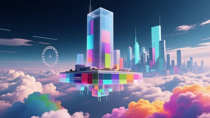 *   **Skyward Metropolis**
*   **Cloud City Dreamscape**
*   **Floating Neon Skyscrapers**
 - Powered by Adobe