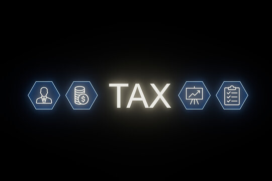 Visual representation of tax concepts featuring icons related to finance and accounting