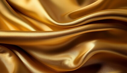 Golden Silk Fabric Smooth Texture Elegant Drape Soft Folds Luxurious Appearance