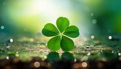 A Vibrant Green Four Leaf Clover Symbolizing Luck And Prosperity Perfect For Various Creative Projects