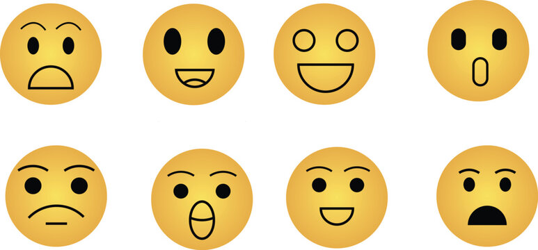 Set of emogy smiley icons,emoji collection. set of yellow face smiles