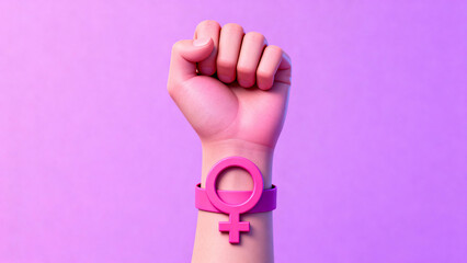 Clenched fist as a symbol of feminist struggle with female symbol. International Day for the Elimination of Violence against Women. November 25. Feminism.