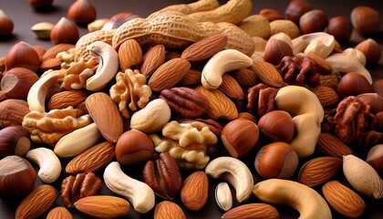 A Pile Of Different Types Of Nuts