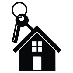 keychain with house vector icon