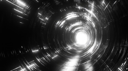 Fototapeta premium Abstract shining light portal in a dark futuristic tunnel